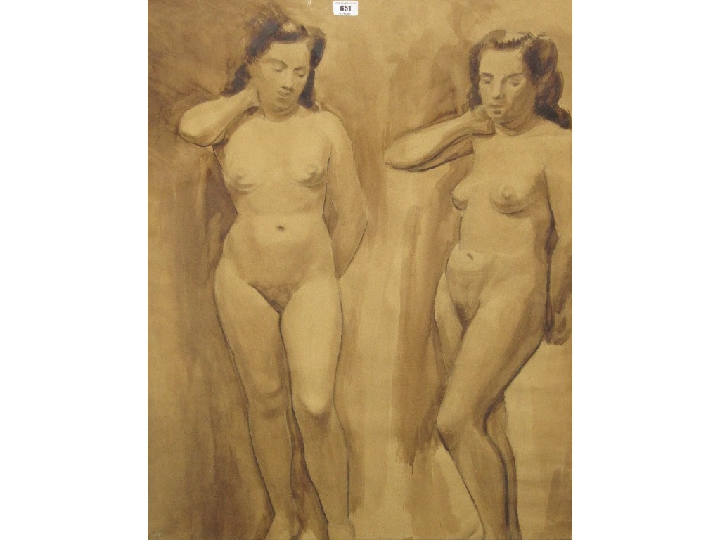 Appraisal: Monochrome wash double female life study