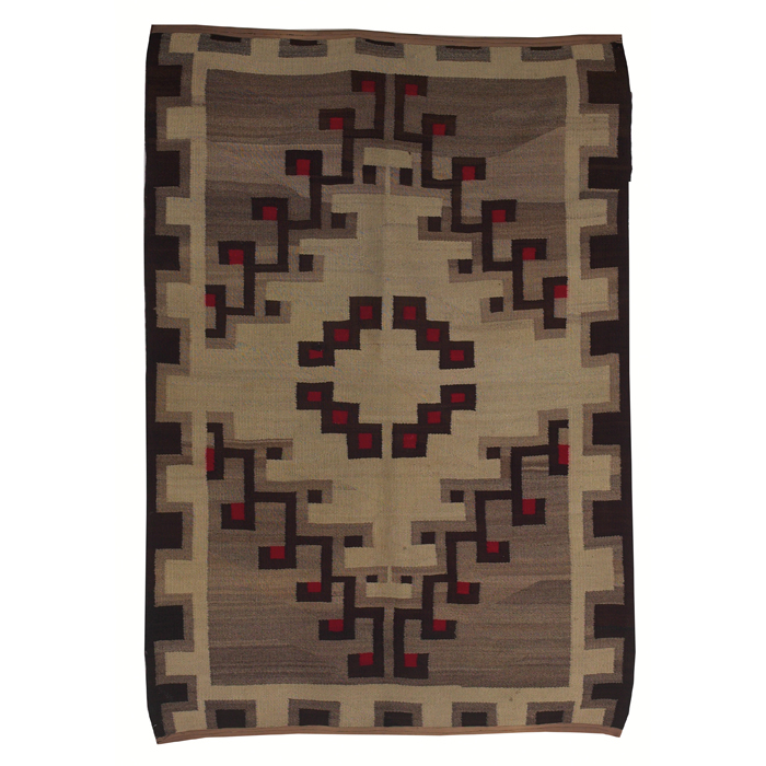 Appraisal: Navajo rug c geometric design in red brown and cream