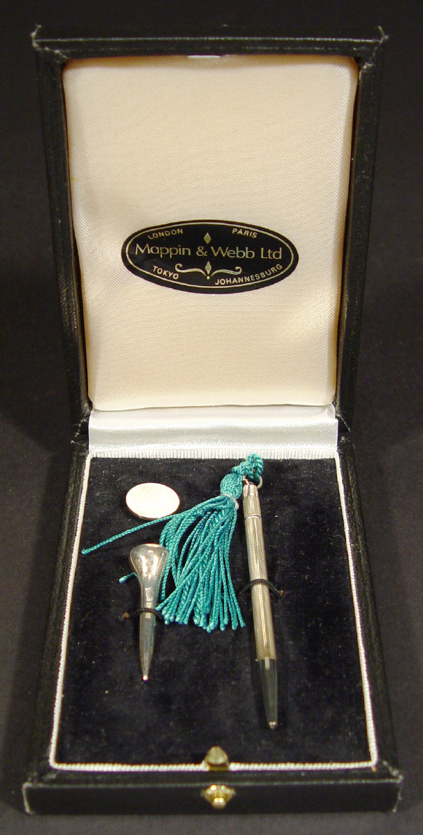 Appraisal: Mappin and Webb silver golf presentation set comprising a propelling