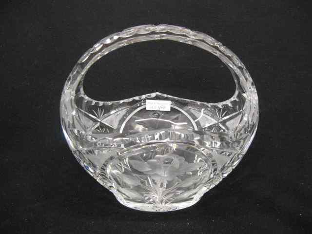 Appraisal: Cut Crystal Basket intaglio floral - '' excellent