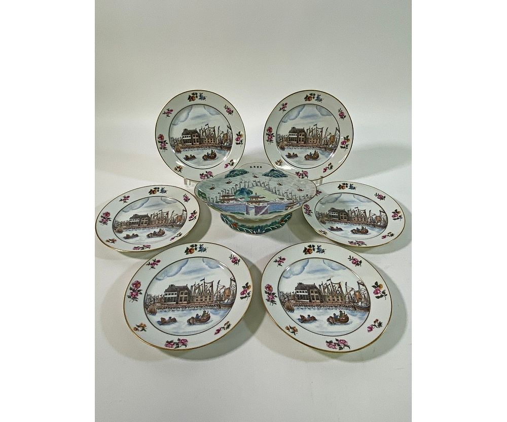 Appraisal: China Trade Hongs Dish etc Rare Chinese porcelain China Trade