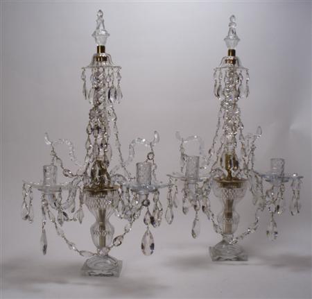 Appraisal: A pair of th century gilt and cut glass table