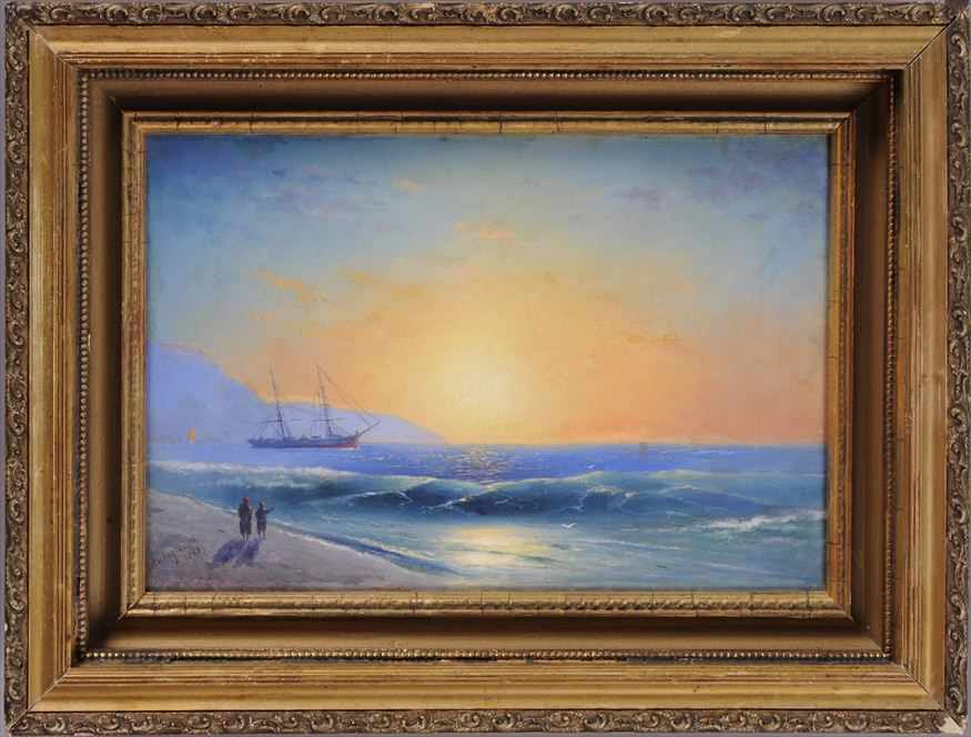 Appraisal: RUSSIAN SCHOOL COASTAL SEASCAPE Oil on canvas relined x in