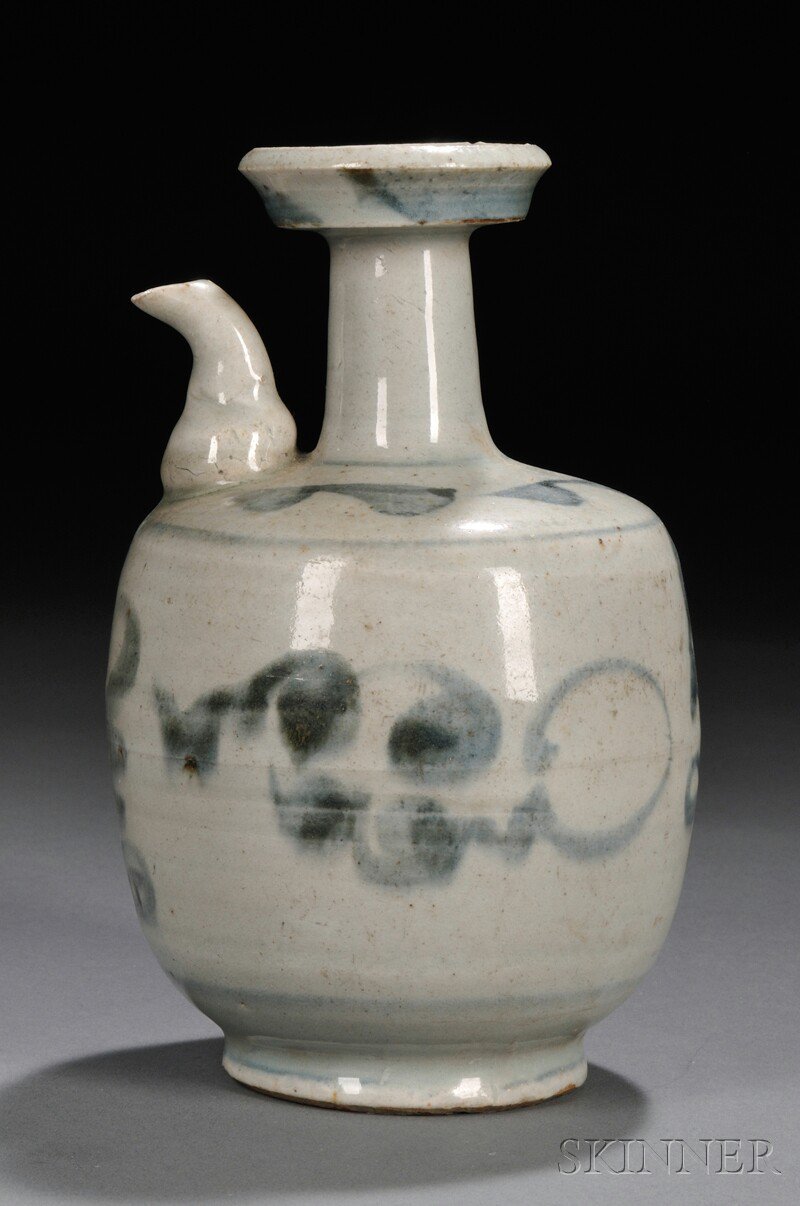 Appraisal: Ceramic Ewer Southeast Asia th century depicting flowers and calligraphy