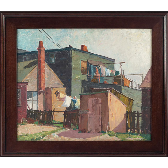 Appraisal: Alvin Raffel American th century Hanging Laundry c oil on