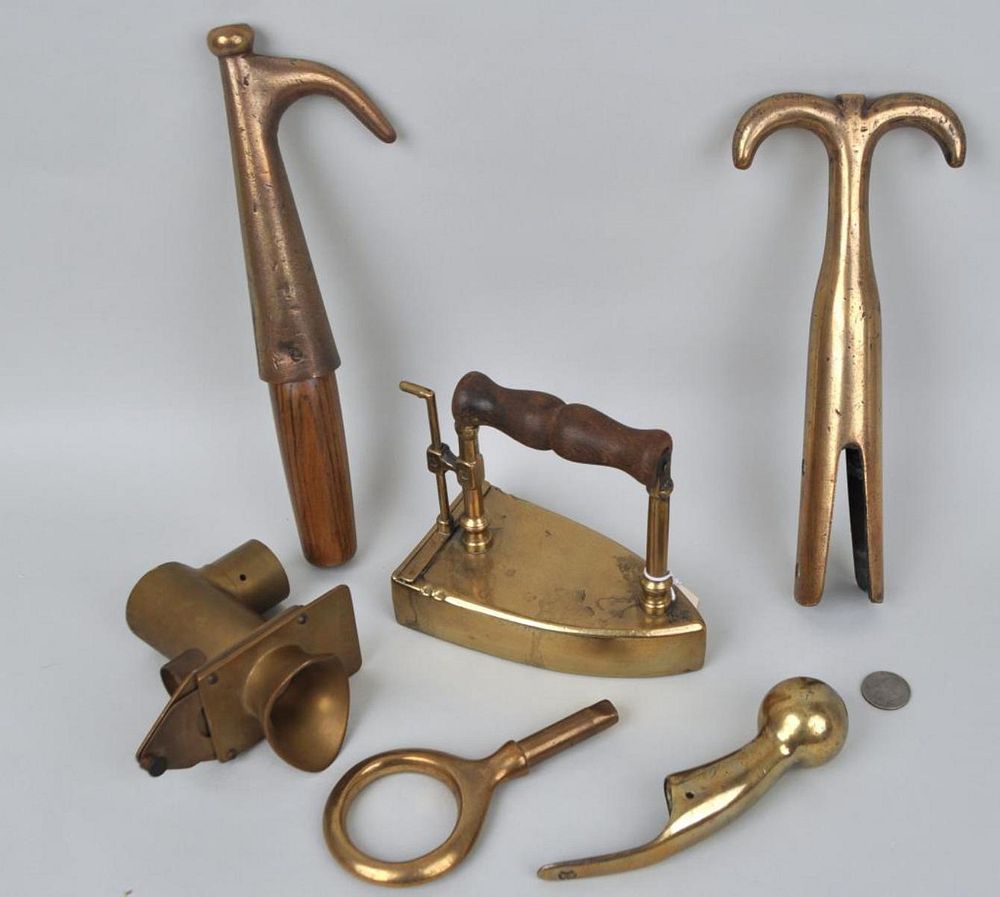 Appraisal: Group Six Brass Ship's Accessories including a periscope mount pole