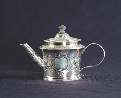 Appraisal: MINIATURE ENGLISH SILVER TEAPOT Hallmarks to base London J G