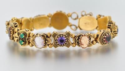 Appraisal: A Victorian Style Gold Slider Bracelet k yellow gold slider