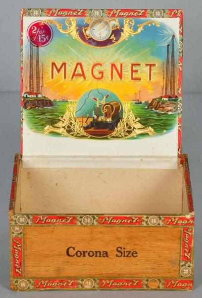 Appraisal: Magnet Cigar Box Description Rare Features early wireless telegraph Condition