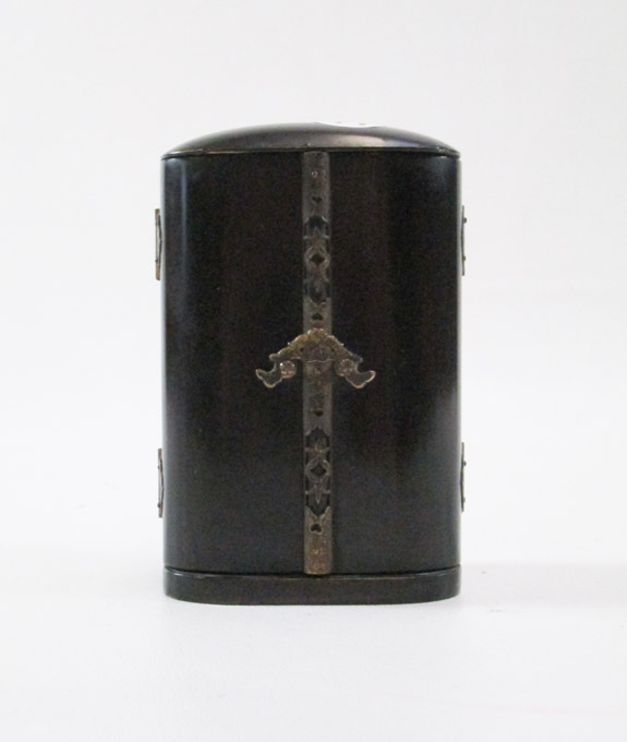 Appraisal: JAPANESE LACQUERED TRAVELING SHRINE with hinged curved double doors and