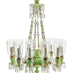 Appraisal: A French Opaline Glass and Gilt Bronze Twelve-Light Chandelier with