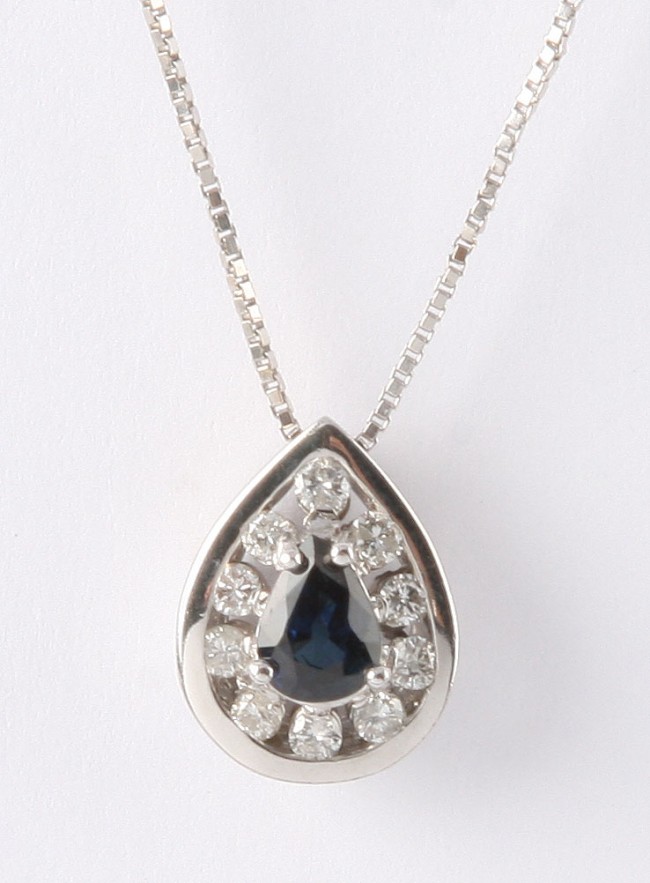 Appraisal: KW diamond and sapphire pendant and chain S