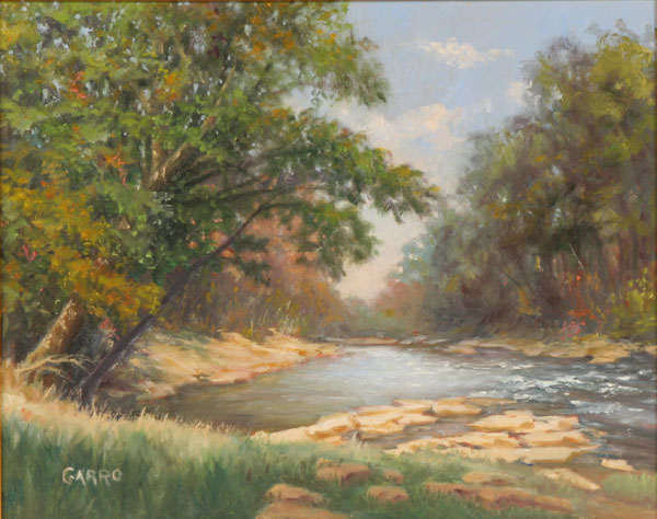 Appraisal: Jean Garro American b Flat Rock River Indiana summer landscape