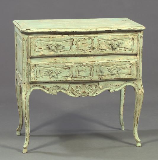 Appraisal: Provincial Louis XV-Style Paint-Decorated Commode early th century the top