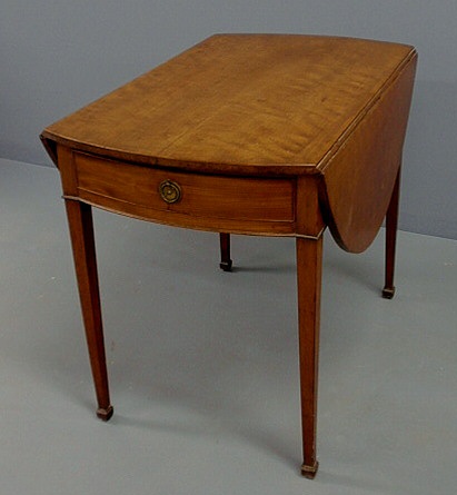 Appraisal: George III mahogany Pembroke table with D-shaped leaves single drawer