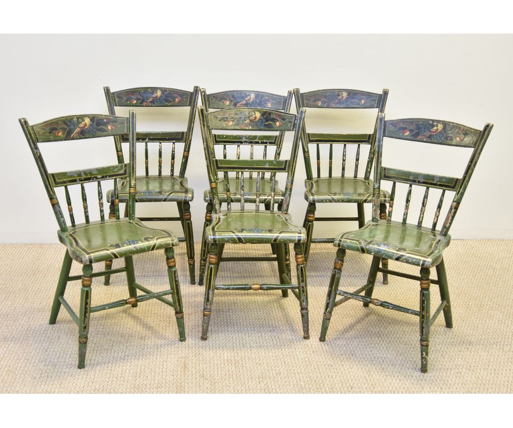 Appraisal: Set of Six Pennsylvania Plank Bottom Chairs Set of six