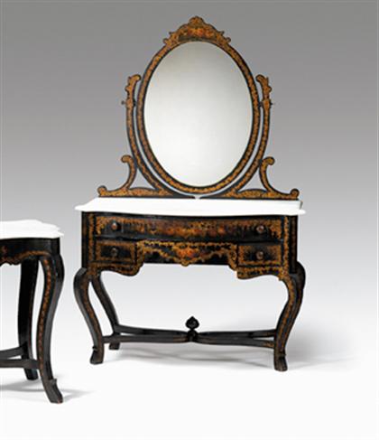 Appraisal: Rococo revival paint-decorated lacquered vanity hart ware and co philadelphia