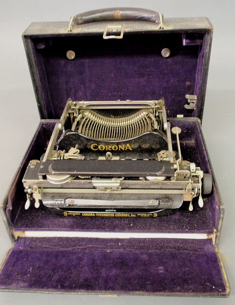 Appraisal: Portable vintage Corona typewriter with velvet lined case h x