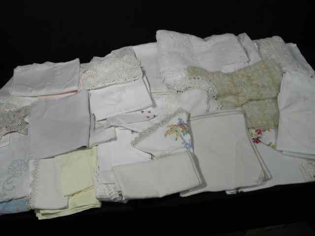 Appraisal: Large lot of assorted estate linens Includes tablecloths handkerchiefs napkins