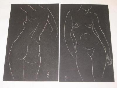 Appraisal: ERIC GILL Standing Nude pair of wood engravings initialled in