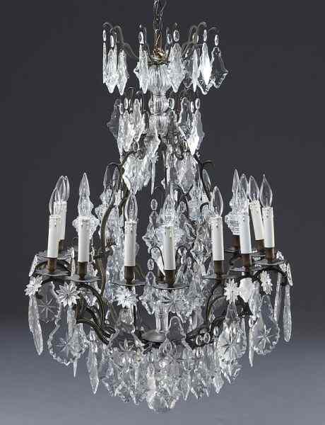 Appraisal: Louis XV style -light cut crystal chandelierhaving pendant shaped drops