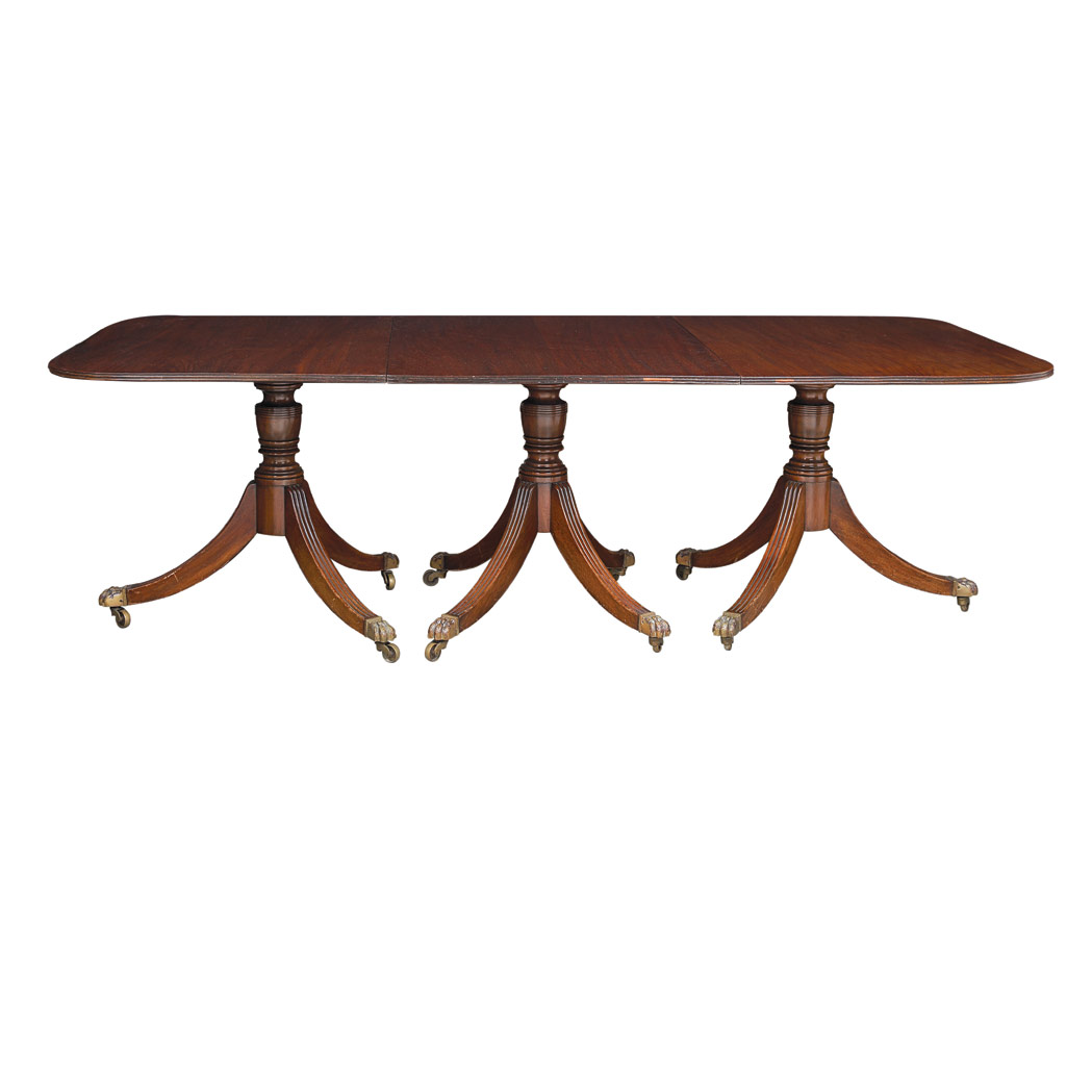 Appraisal: George III Mahogany Triple-Pedestal Dining Table The rectangular top a