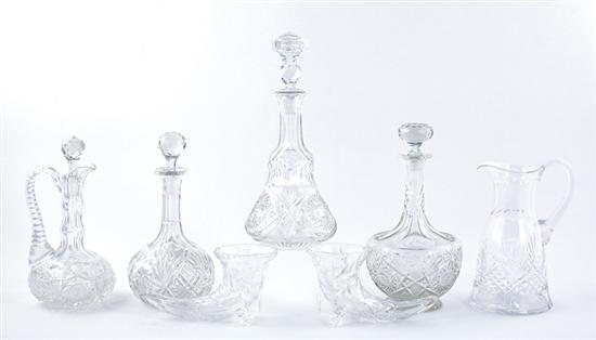 Appraisal: Cut glass table articles various design consisting of three decanters