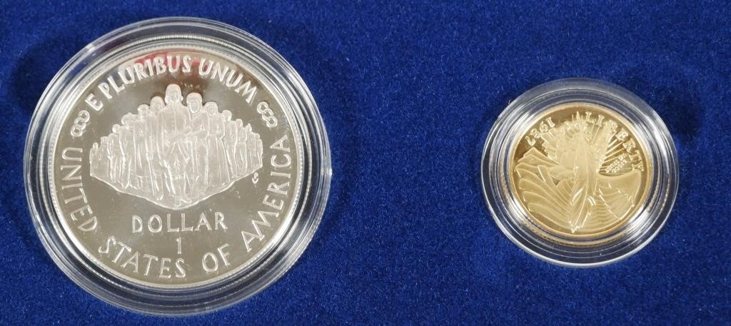 Appraisal: CONSTITUTION GOLD SILVER U S TWO-COIN SETIncludes about one quarter