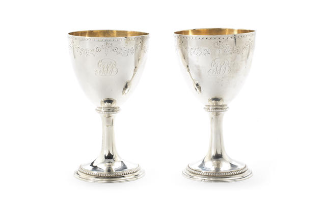 Appraisal: A pair of George III silver goblets by John Denziloe