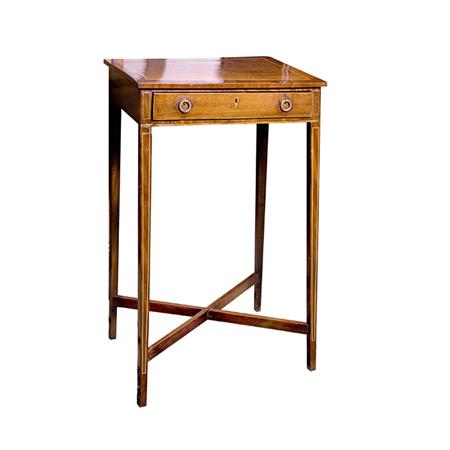 Appraisal: George III Satinwood Banded Mahogany Work Table Estimate -