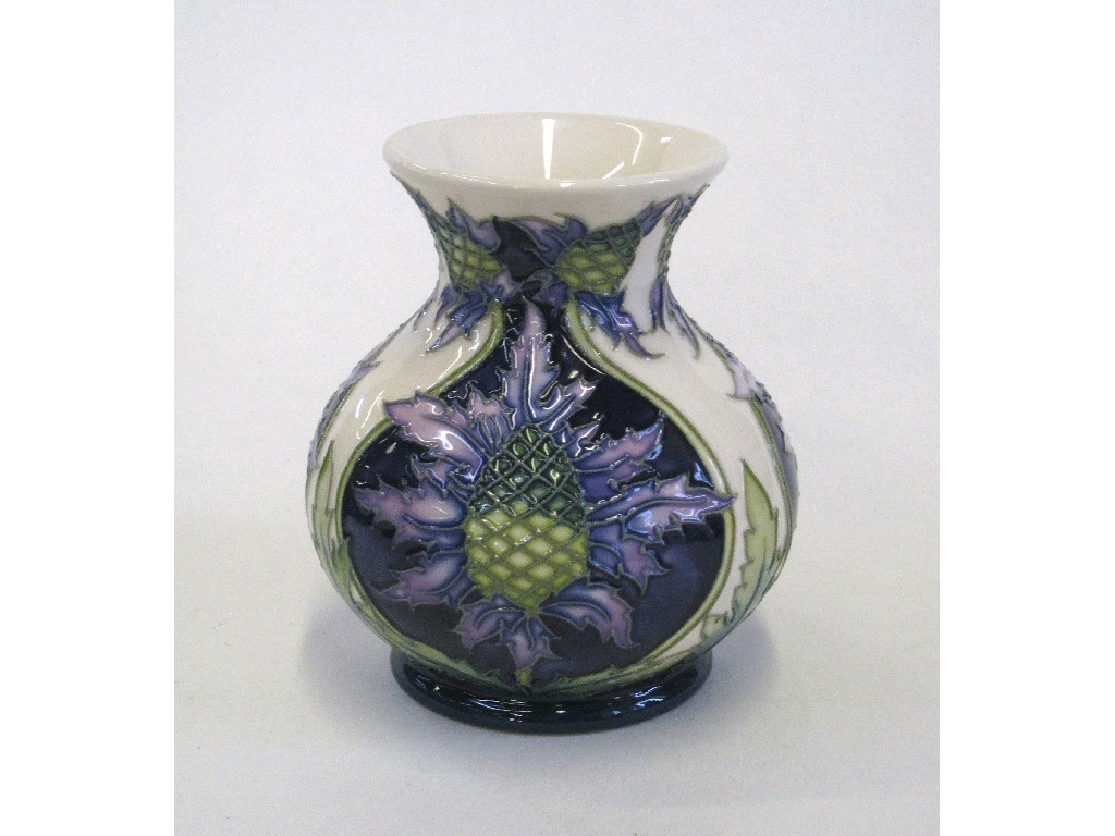 Appraisal: Unusual Moorcroft 'Caledonia' trial piece vase designed by Carole Lovatt