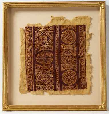 Appraisal: A Framed Coptic Textile Fragment Egypt Woven field with two