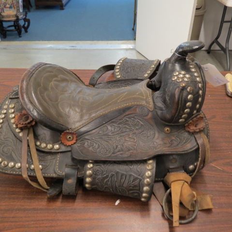 Appraisal: Western Saddle tooled leather sudded