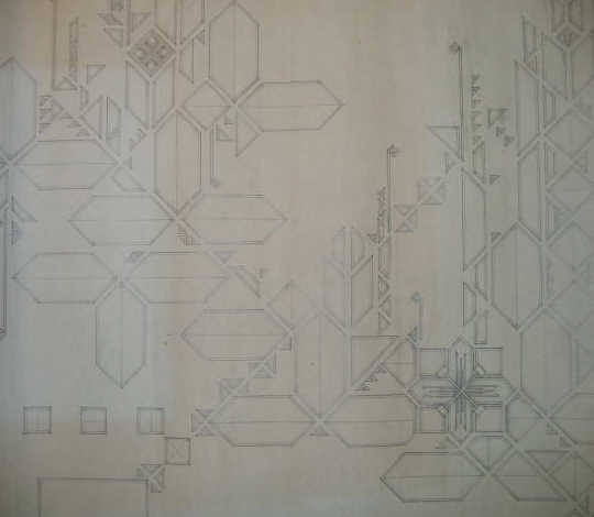 Appraisal: SCHOOL OF FRANK LLOYD WRIGHT Two graphite on paper geometric