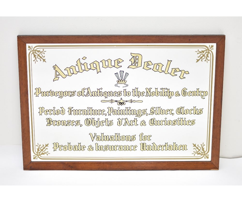 Appraisal: Antique Dealer Advertising Mirror Antique Dealer advertising mirror mounted in