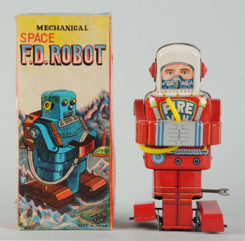 Appraisal: Japanese Tin Litho Space Man F D Fireman Robot In