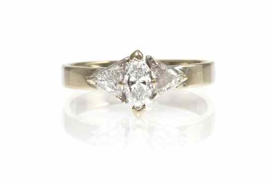 Appraisal: A Karat White Gold and Diamond Ring containing one marquise