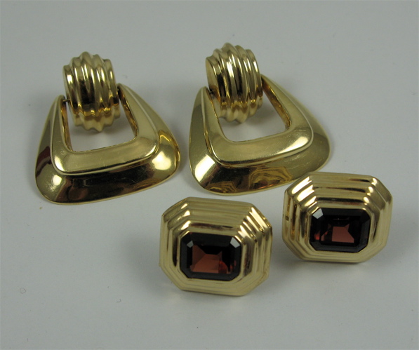 Appraisal: TWO PAIRS OF K GOLD EARRINGS one pair K yellow