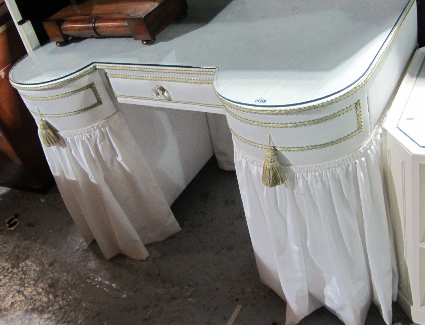 Appraisal: A th century silk upholstered dressing table