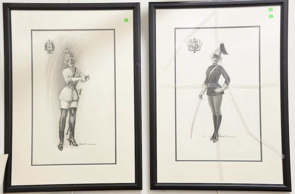 Appraisal: Charles Sheldon - charcoal on paper set of three Fashion