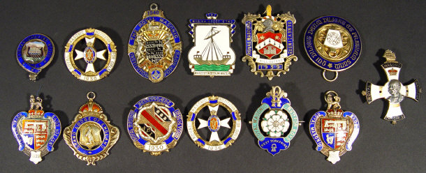 Appraisal: Selection of silver and enamel Masonic pendants brooches and medallions