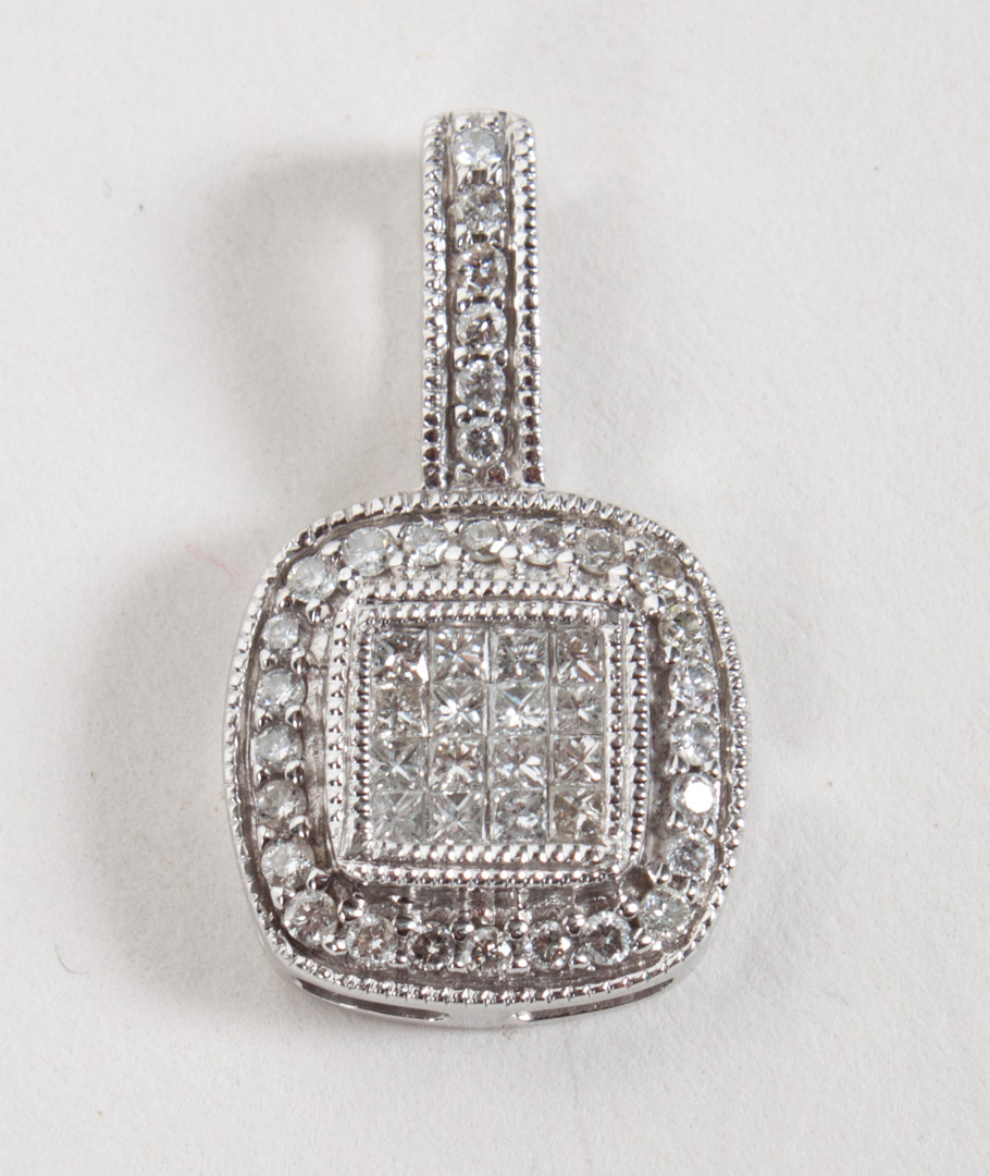 Appraisal: Art Deco K white gold and diamond pendant about in