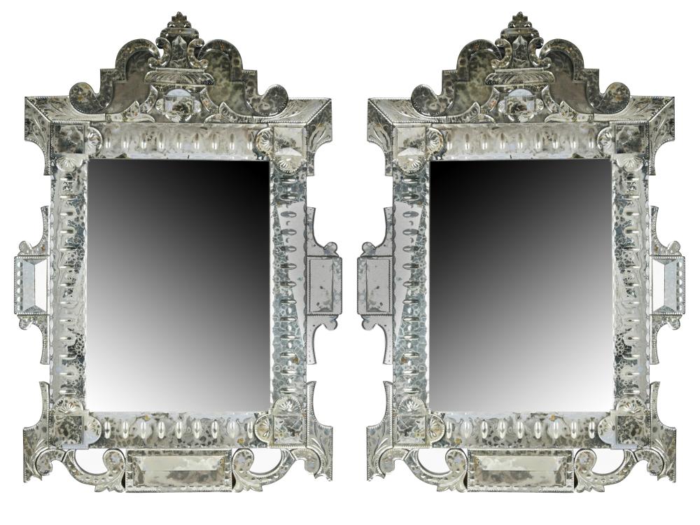 Appraisal: PAIR OF VENETIAN STYLE MIRRORSwith antique elements x inches Condition