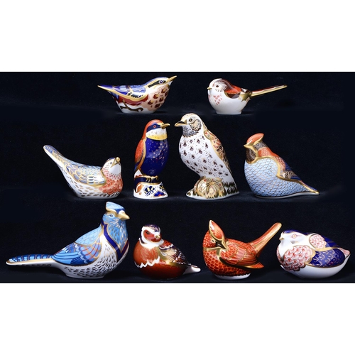 Appraisal: Ten Royal Crown Derby bird paperweights American Cardinal certificate Songthrush