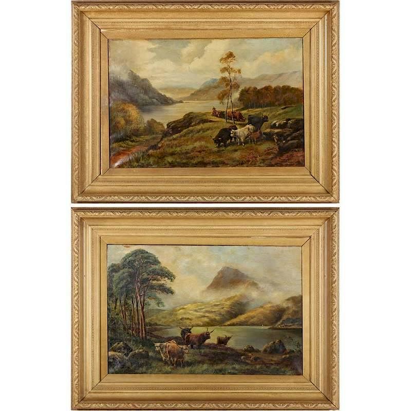 Appraisal: Pair of Victorian Scottish Highlands Landscape Paintings by William Glover