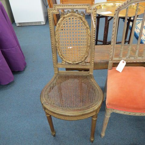 Appraisal: French Victorian Carved Chair medallion back gold finish