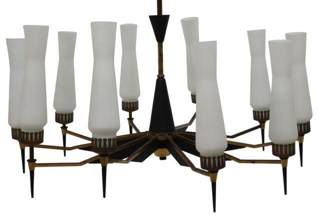 Appraisal: Italian mid-century modern ten-light chandelier in the style of Stilnovo