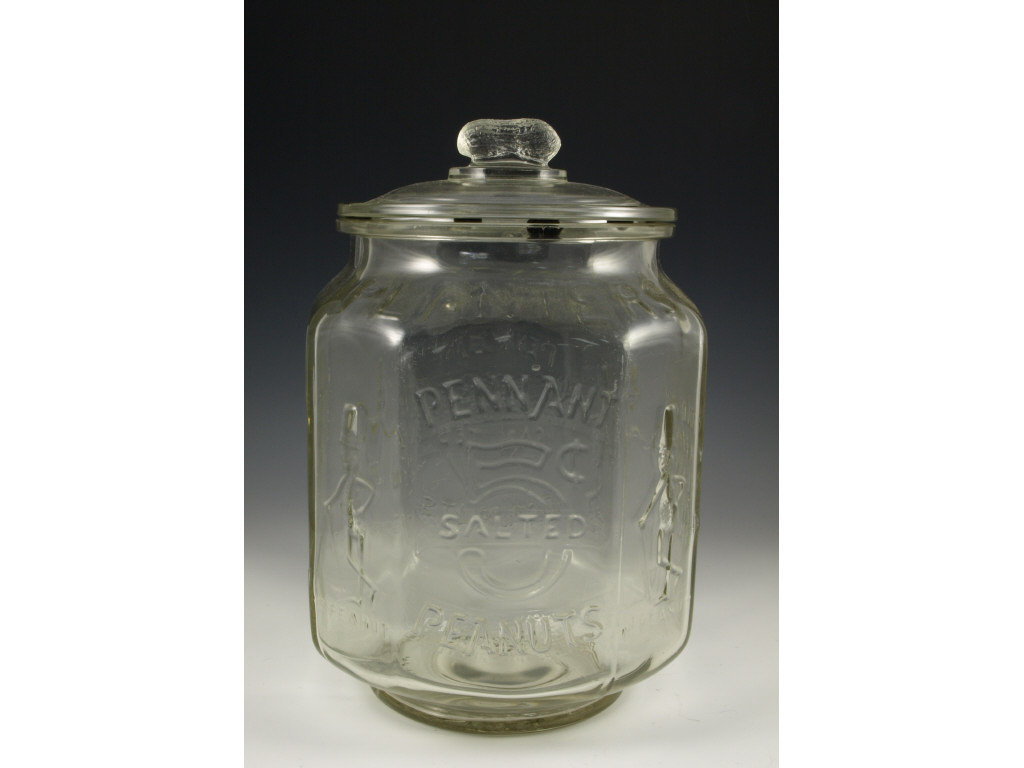 Appraisal: Planters Pennant Peanut Advertising Display Jar rectangular form with embossed