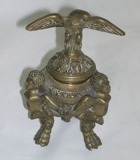 Appraisal: Weighty Italian Bronze Tripodal Encrier in the th-century style fourth