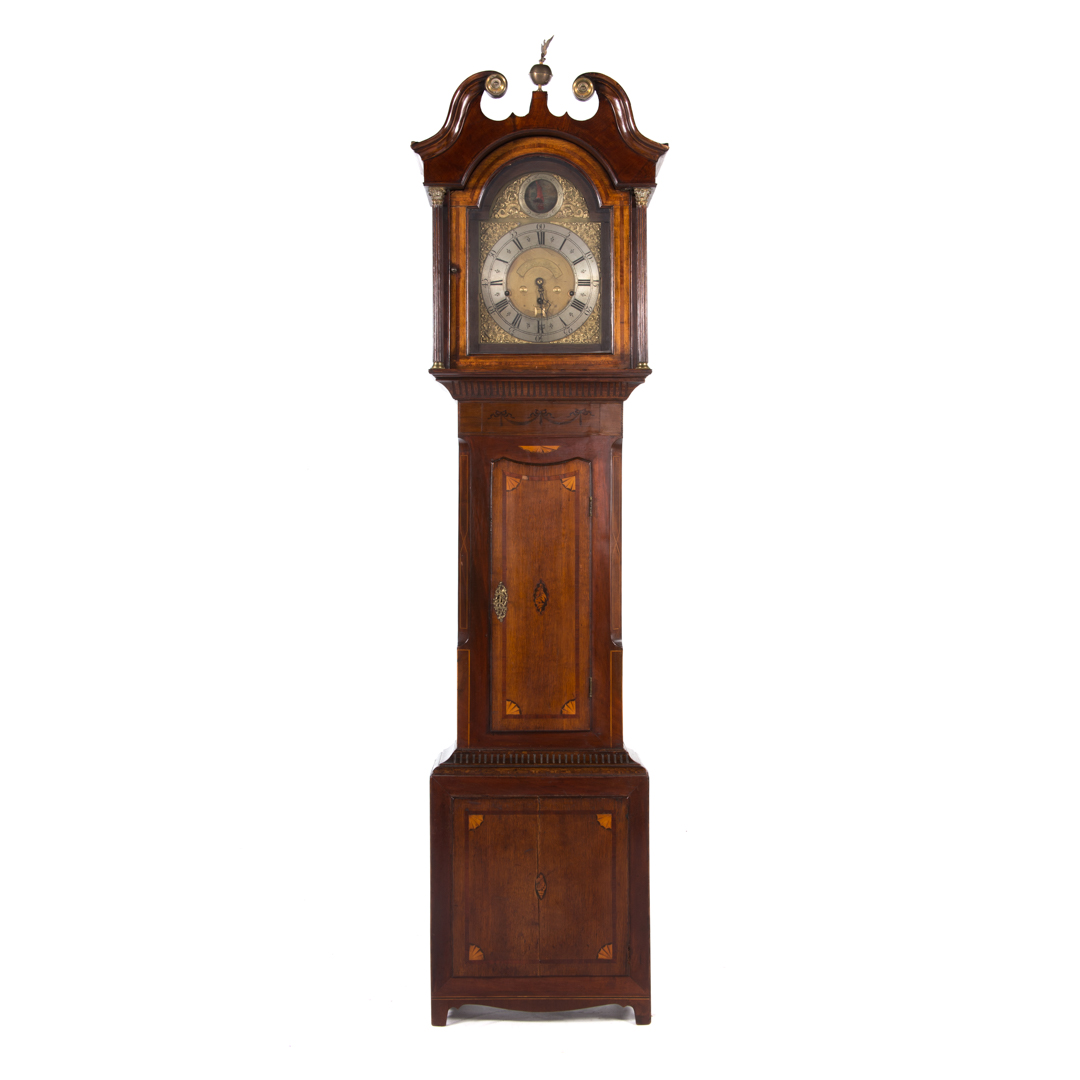 Appraisal: George III inlaid oak mahogany tall-case clock early th century